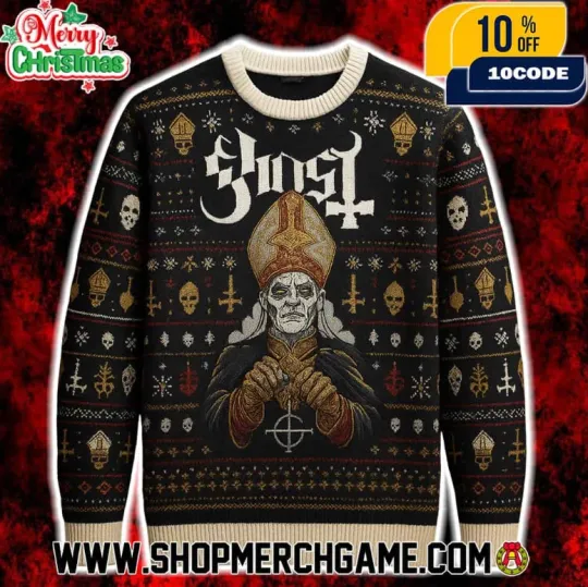 Ghost Band Ugly Christmas Sweater Papa Nihil Swedish Metal Holiday