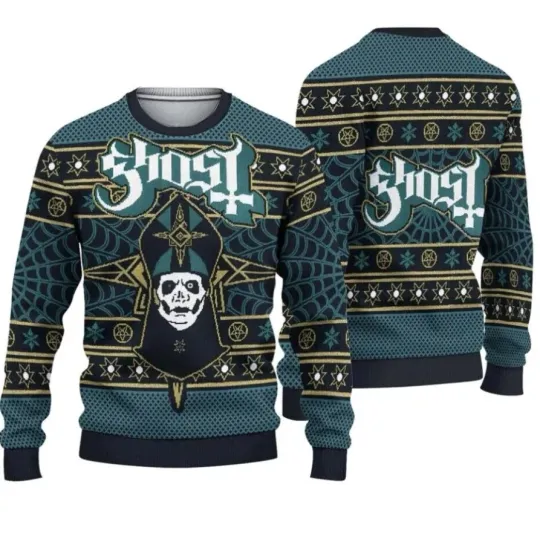 Gh0st Band Ugly Christmas Sweater, Ghost Rock Band Ugly Sweater