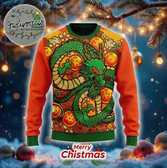 Dragon B Z Eternal Shenron Vibrant Artwork Cool Ugly Xmas Sweater