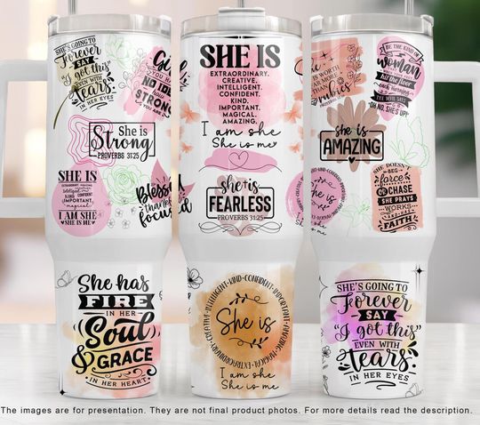 Discover She Is Me Daily Affirmations 40oz Tumbler Wrap, Inspirational Woman Tumbler Design, Positive Affirmations Tumbler PNG Files Digital Download
