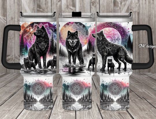Discover 40oz tumbler wolf boho dream catcher sunflower wrap Sublimation design templates, 40oz png Digital download. Clip art download, 40oz tumbler