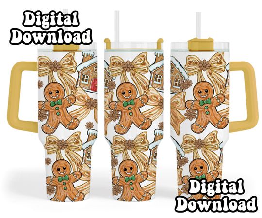 Preppy retro Gingerbread Christmas theme 40oz Quencher wrap, Christmas  Sublimation design
