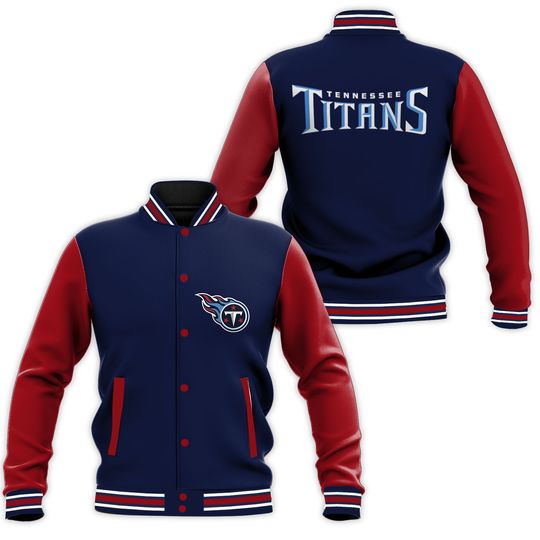 Tennessee Titans Navy Blue Body Red Letterman Jacket Varsity Jacket