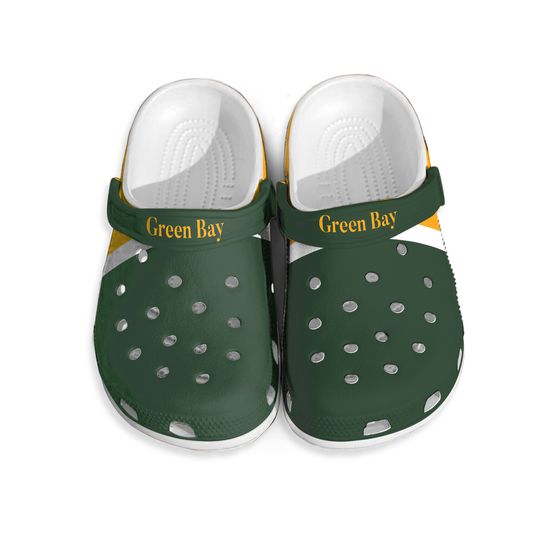 Green Bay Football Themed Clogs, Packers shoes, unisex football fan shoes, Cute Green Bay Sandals