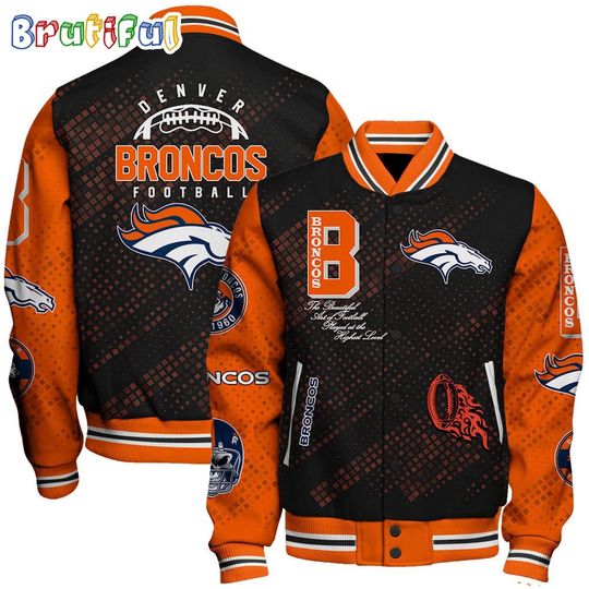 Denver Broncos Baseball Jacket Print Logo Team Football Jacket