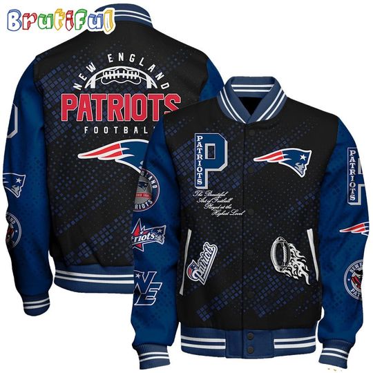 New England Patriots Baseball Jacket Print Logo Team Football Jacket