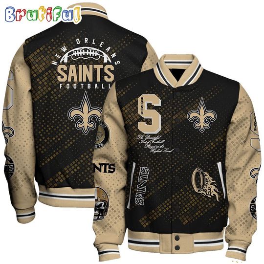 New Orleans Saints Baseball Jacket Print Logo Team Football Jacket