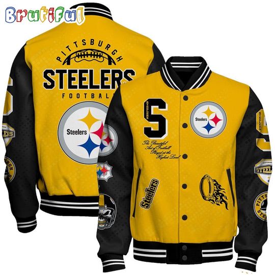 Discover Pittsburgh Steeler Baseball Jacket Print Logo Team Football Jacket