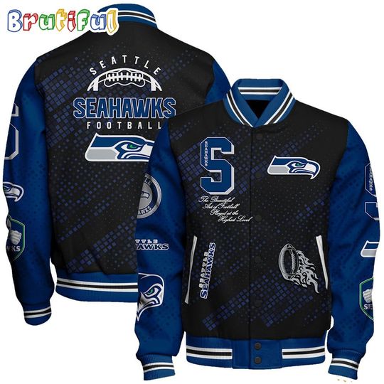 Discover Seattle Seahawks Baseball Jacket Print Logo Team Football Jacket