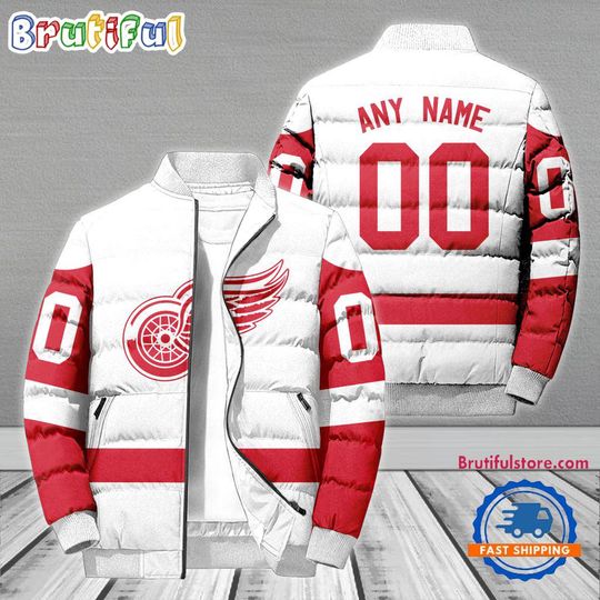 Detroit Red Wings Hockey Team Personalized Away New Puffer Jacket