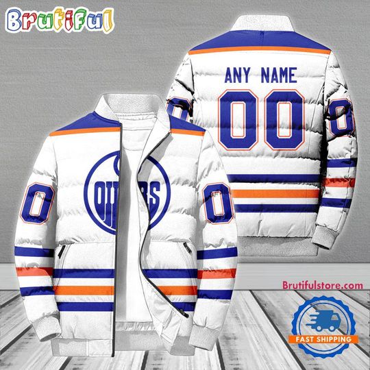 Edmonton Oilers Hockey Team Personalized Away New Puffer Jacket