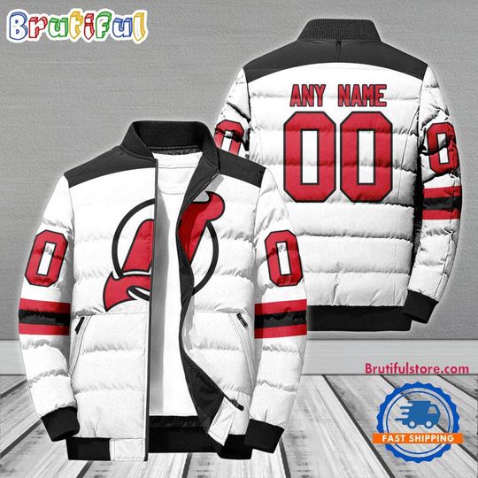 New Jersey Devils Hockey Team Personalized Away New Puffer Jacket