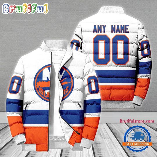 New York Islanders Hockey Team Personalized Away New Puffer Jacket