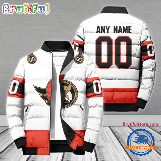 Ottawa Senators Hockey Team Personalized Away New Puffer Jacket