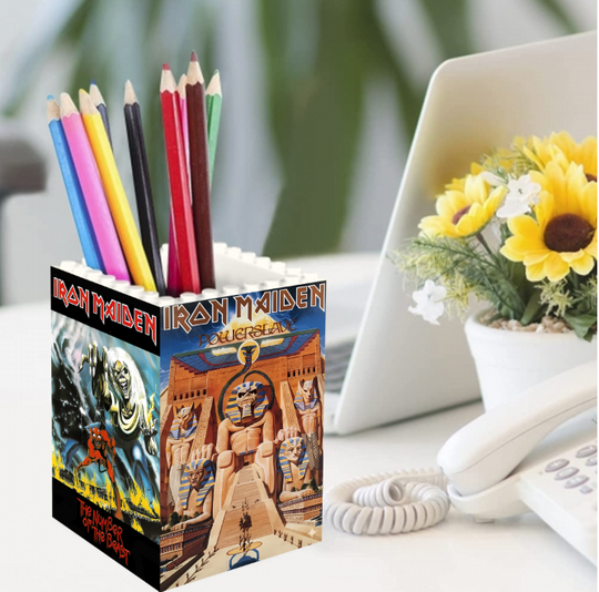 Vintage Iron Maiden Cassette Tape Desk Organizer Plant Pot Pen Pencil holder Gift