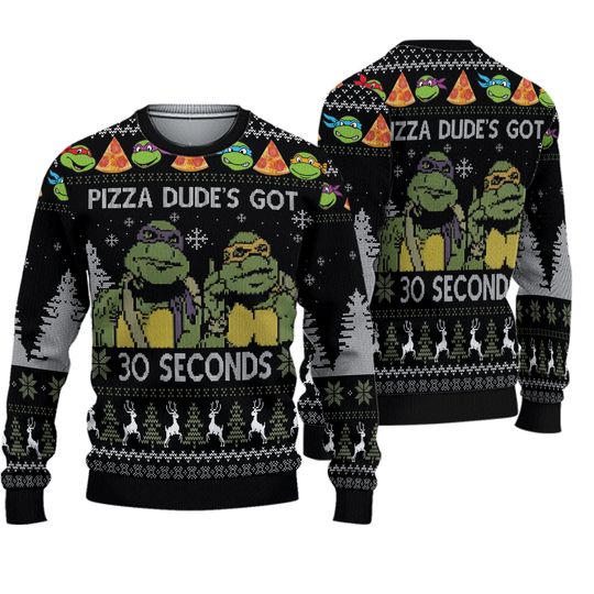 Teenage Mutant Ninja Turtles Pizza Dude Is Got 30 Seconds Ugly Christmas Sweater