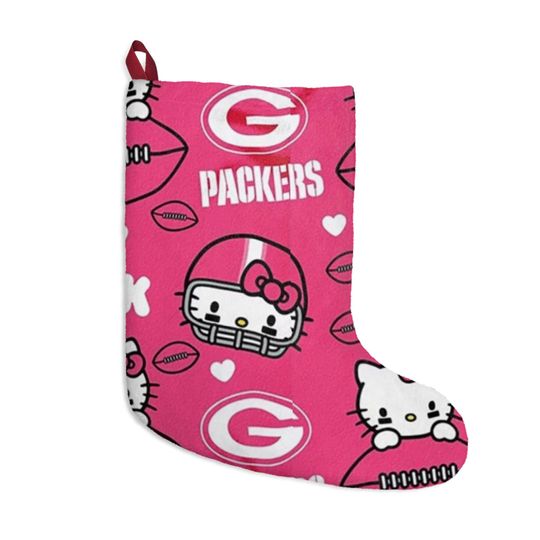 Discover Retro Green Bay Packers Football Kitty Pink football Christmas Tree Cat Holiday Dorm Alumni Fan Stocking Gift