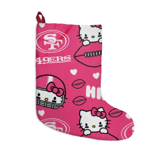 Retro 49ERS Football Kitty San Francisco football Christmas Tree Cat Holiday Dorm Alumni Fan Stocking Gift