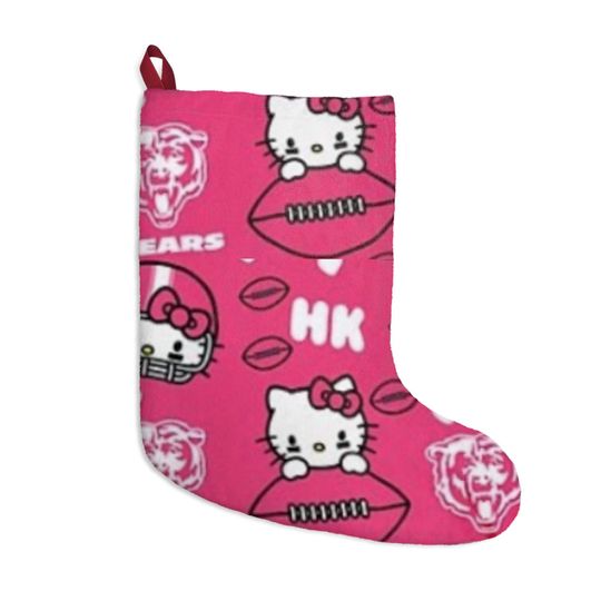 Retro Bears Football Kitty Chicago football pink Christmas Tree Cat Holiday Dorm Alumni Fan Stocking Gift