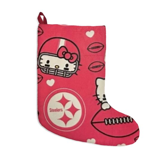Discover Retro Pittsburgh Steeler Football Kitty Pennsylvania football Christmas pink Tree Cat Holiday Dorm Alumni Fan Stocking Gift
