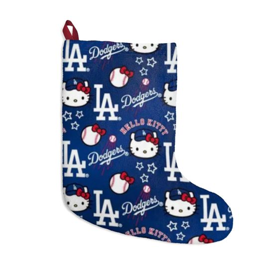 Retro LA Dodgers Kitty Baseball Christmas Cat Holiday Dorm Alumni Fan Stocking Gift