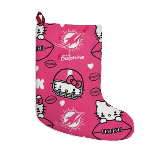 Retro Miami Dolphins Football Kitty Florida football Christmas Tree Cat Holiday Dorm Alumni Fan Stocking Gift
