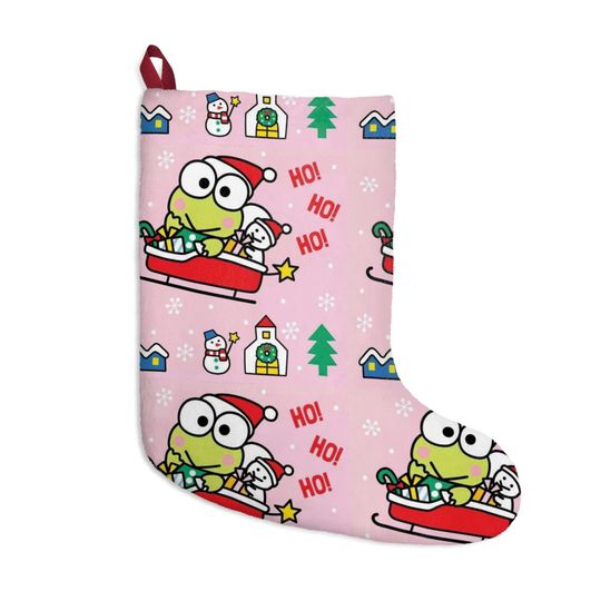 Retro Merry Keroppi Green Frog Kitty Christmas Tree Stocking Winter Wonderland Froggy Holiday Gift