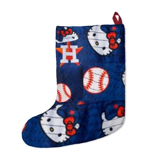 Retro Houston Astros Kitty Baseball pink Texas Christmas Cat Holiday Dorm Alumni Fan Stocking Gift