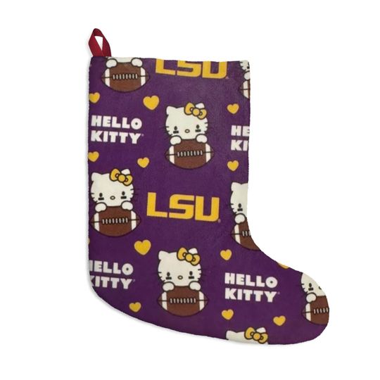 Retro LSU College Football University Kitty Louisiana State Christmas Tree Cat Holiday Stocking Dorm Alumni Gift