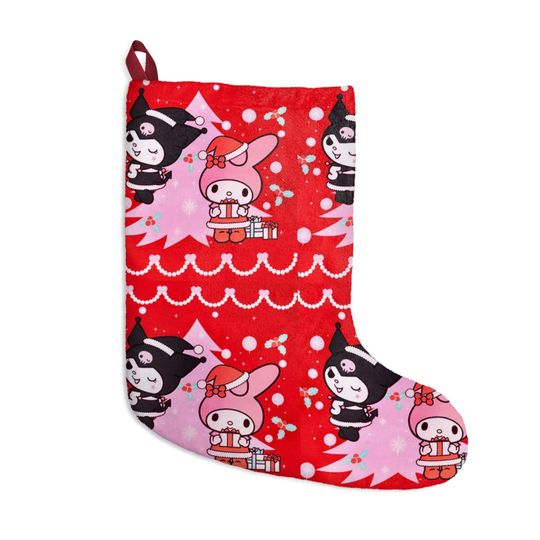 Merry Retro My Melody Kuromi Kitty Christmas Tree Stocking Twin Flame Pink Holiday Cat Gift Present
