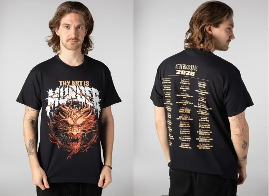 Discover Thy Art Is Murder Tour 2025 Dragon Graphic Tee Metalcore Band Shirt