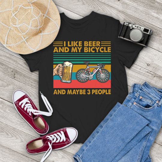 Discover I Like Beer And My Bicycle Funny Vintage T-Shirt