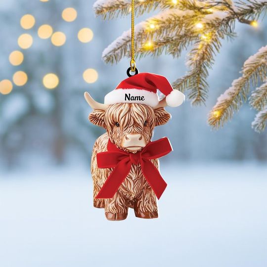 Discover Personalized Highland Cow Christmas Ornament, Cow Cattle Ornament, Highland Cow Ornament Farmer Gift, Farmhouse Ornament Decor
