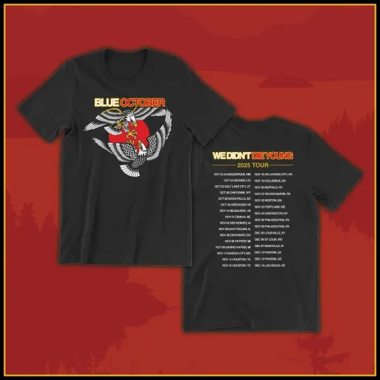 Discover Blue October We Didn't Die Young Falling Eagles 2025 Tour T-shirt
