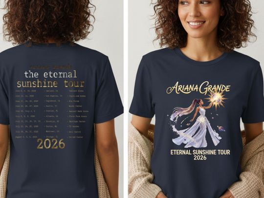 Ariana Eternal Sunshine Tour 2026 T-Shirt Unisex Pop Graphic Tee Vintage Concert Tee Ariana Fan Merchandise