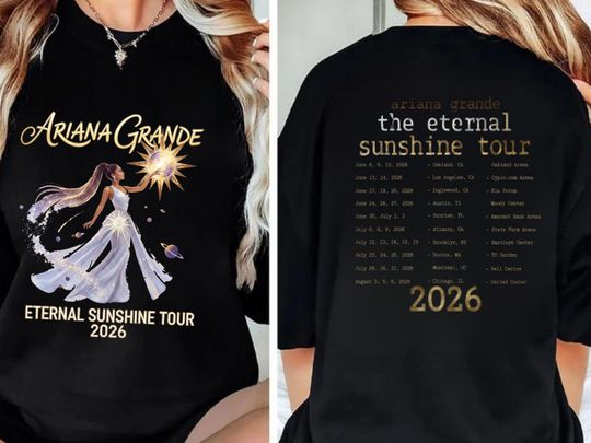 Discover Ariana Eternal Sunshine Tour 2026 Shirt, Unisex Pop Graphic Tee, Vintage Pop Concert Tee, Ariana Fan Gift Merch