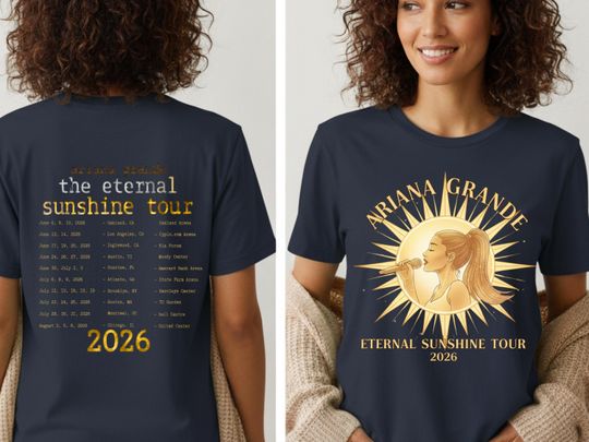 Ariana Eternal Sunshine Tour 2026 Shirt, Unisex Pop Graphic Tee, Vintage Pop Concert Tee, Ariana Fan Gift Merch