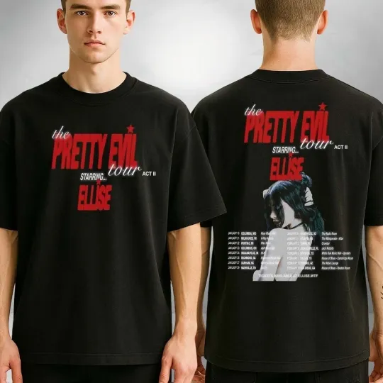 Discover Ellise The Pretty Evil Tour Act II 2026 Concert Poster At Multiple Venue T-Shirt