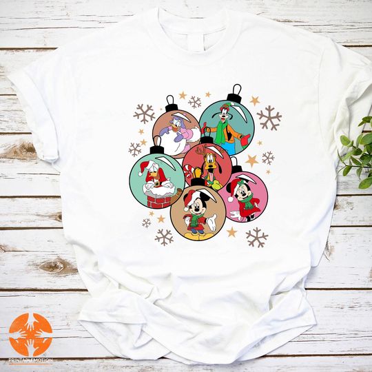 Discover Christmas Mouse and Friends Vintage T-Shirt, Family Christmas Gift, Cute Mouse Tee, Friends Holiday Shirt