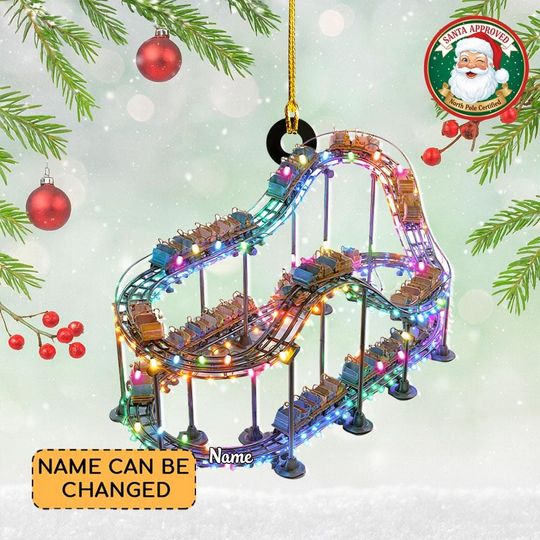 Personalized Roller Coaster Christmas Ornament, Roller Coaster Ornament, Amusement Park Arcade Centre Decor, Playground Ornament