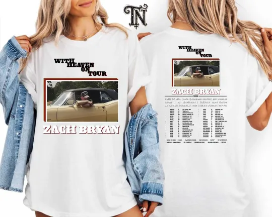 Discover Zac Bryan With Heaven On Tour 2026 Schedule Tour Dates Double Sided T-Shirt