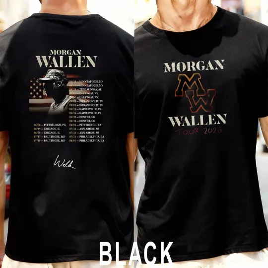 Discover Wallen Western Still The Problem Tour 2026 American Flag Double Sided T-shirt