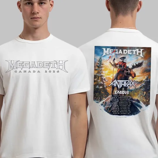 Megadeth Canada 2026 Tour With Anthrax And Exodus Schedule Dates Two Sided Shirt