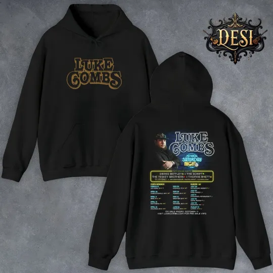 Discover Lukee Comb My Kinda Saturday Night Tour 2026 Concert Double Sided Hoodie