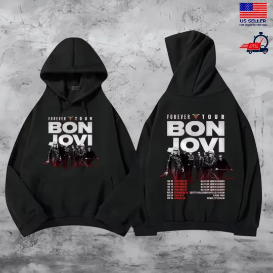 Bon Jovi 2026 Forever Tour Dates Concert Music Double Sided Hoodie