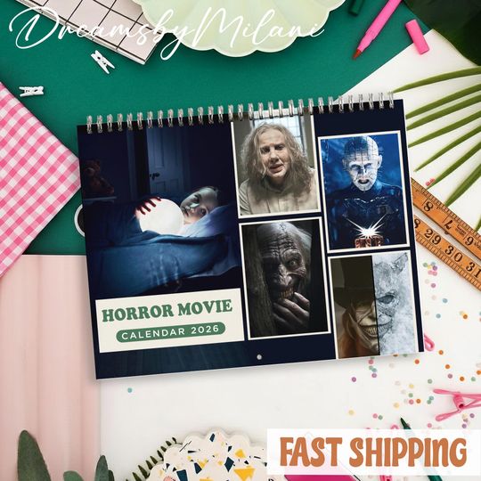 Discover Horror Movie Calendar 2026, Horror Movie Monthly Wall Calendar, 2026 Horror Movie Calendar Size 8.5" x 11"