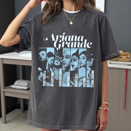 Discover Ariana Albums Vintage Graphic Tee | Oversized Unisex T-Shirt | Retro Pop Music Shirt | 90s Y2K Streetwear Gift for Fans