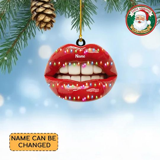 Discover Personalized Lips Christmas Ornament, Lips 2D Flat Ornament, Lips Hanging Ornament Gift, Gift For Friends