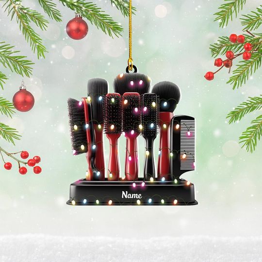 Discover Personalized  Hairbrush Set Christmas Ornament, Hair Salon Ornament, Hairdresser Ornament Gift, Hair Cut Lovers Ornament
