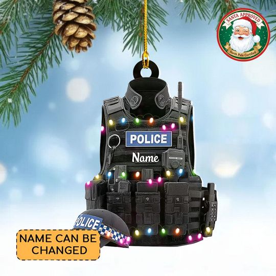 Discover Personalized Police Tactical Vest Christmas Ornament, Police Christmas Ornament Decor, Police Ornament Gift, Military Vest Gift